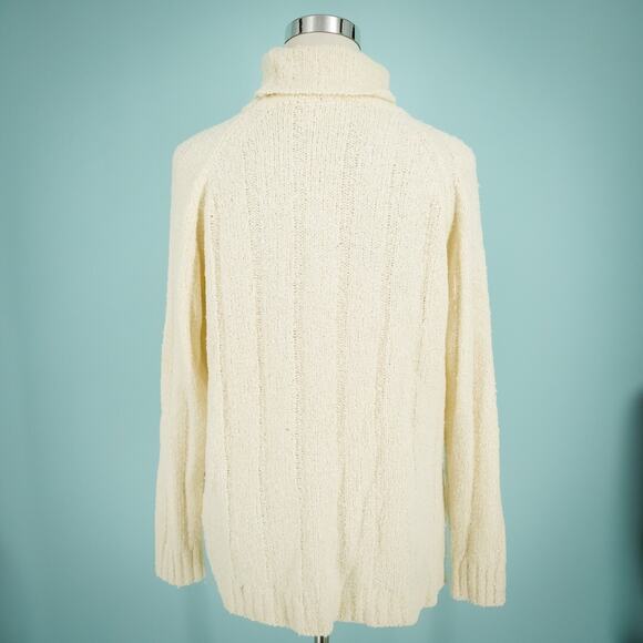Armani Exchange Size Large L Ivory Turtleneck Ribbed Knit Wool Angora Sweater - Picture 3 of 6